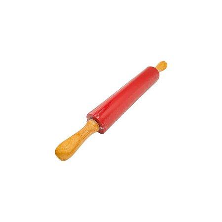 ROLO DE MASSA DE SILICONE CABO MADEIRA 42 CM VERMELHO