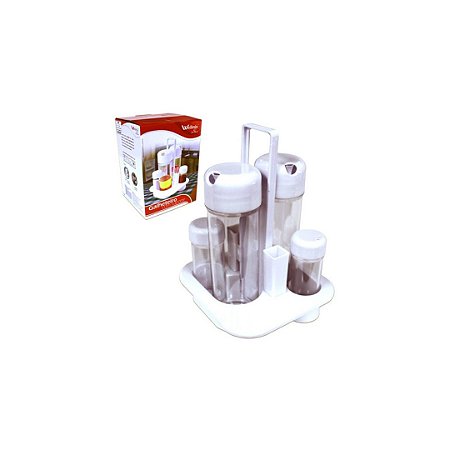 GALHETEIRO 4PCS COM SUPORTE DE PLASTICO