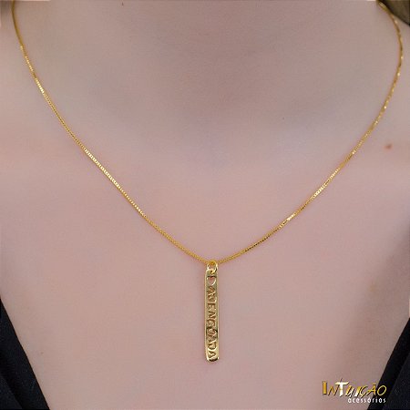 Colar Abençoada Vertical Intuê Banhado a ouro 18k