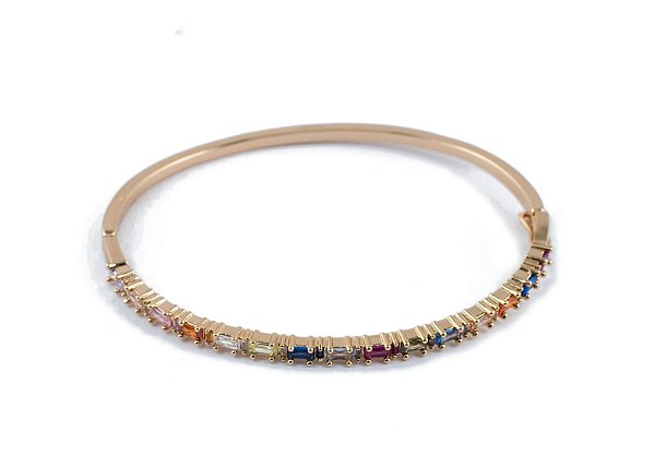 Pulseira bracelete zirconia colorida folheada a ouro 18k semijoia