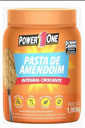 Pasta de Amendoim CROCANTE Integral 1kg - POWER ONE