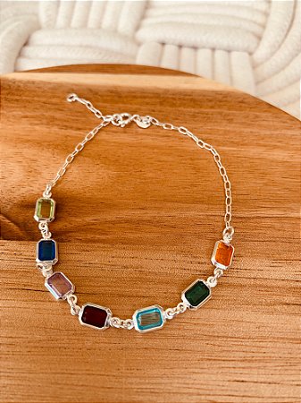 Pulseira Zircônias Color Quadradas