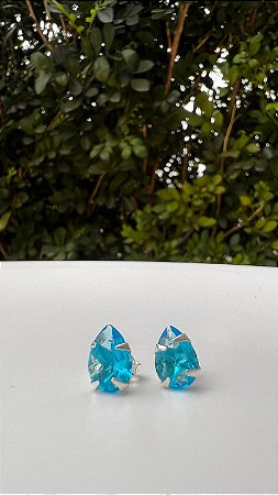 Brinco Zircônia Gota Azul Claro