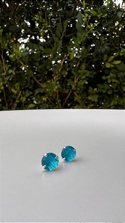 Brinco Zircônia Azul Claro