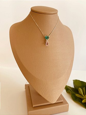 Pingente Coração com Pedra Gota