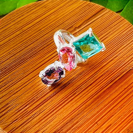 Piercing 3 Pedras Carre/gota/oval