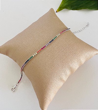 Pulseira Riviera Rainbow com banho de Ródio