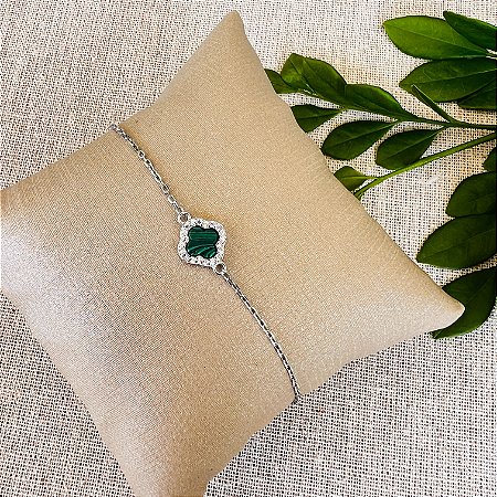 Pulseira Flor Verde e Zircônias