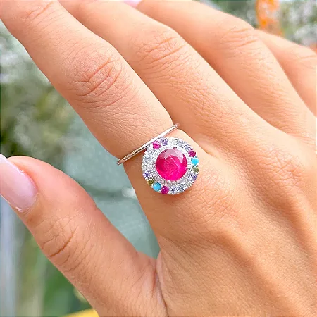 Anel Fusion Redondo Rosa