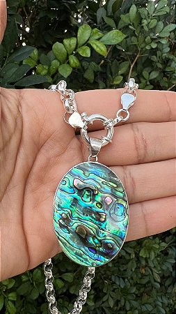 Pingente Dupla Face Madrepérola e Abalone