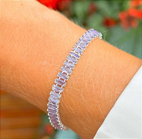 Pulseira Lilás Riviera Baguete/Semijoia