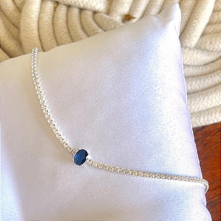 Pulseira Riviera com Pedra Oval Marinho