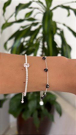 Pulseira 6 Pedras de Zircônias Pretas