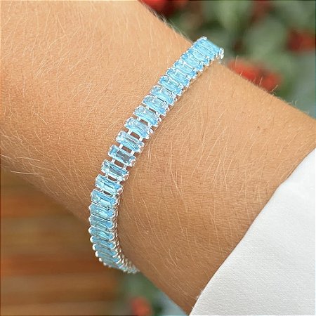 Pulseira Azul Riviera Baguete/Semijoia