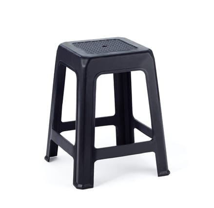 Banqueta Preta Alta Resistente 120kg - Plástico Reforçado