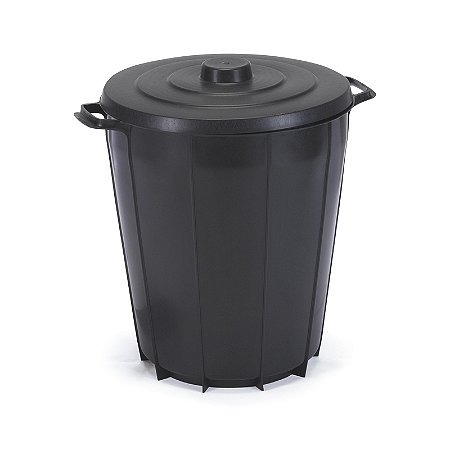 Cesto de Lixo Redondo Preto 60L Plástico Resistente