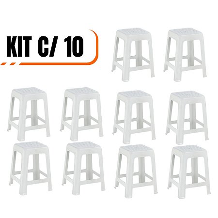 Kit 10 Banquetas Cor Branco - Cozinha, Bar, Jardim, Resistentes
