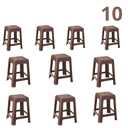 Kit 10 Banquetas Cor Coffee - Cozinha, Bar, Jardim, Resistentes