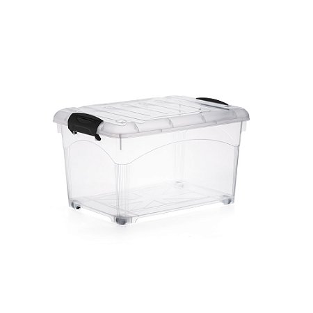 Caixa Organizadora 65L Transparente - Grande, Empilhável, c/ Tampa