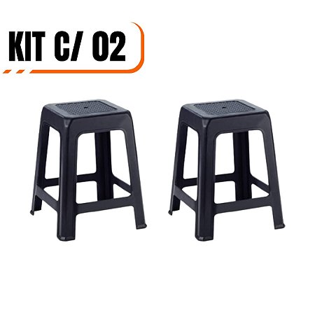 Kit 2 Banquetas De Plastico Preta