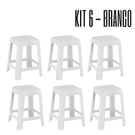 Kit 06 Banquetas Cor Branco - Cozinha, Bar, Jardim, Resistentes