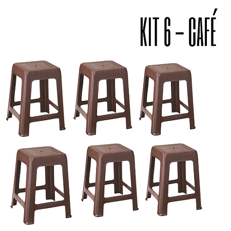 Kit 06 Banquetas Cor Coffee - Cozinha, Bar, Jardim, Resistentes