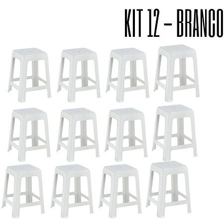 Kit 12 Banquetas Cor Branco - Cozinha, Bar, Jardim, Resistentes