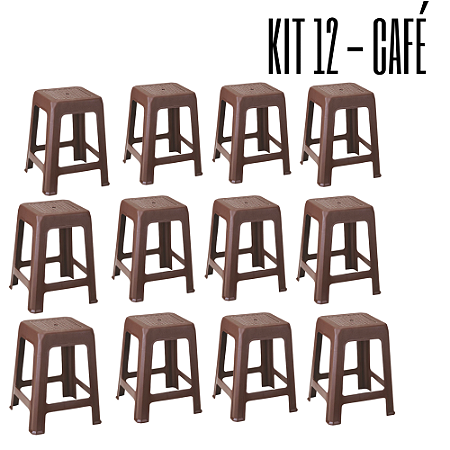 Kit 12 Banquetas Cor Coffee - Cozinha, Bar, Jardim, Resistentes