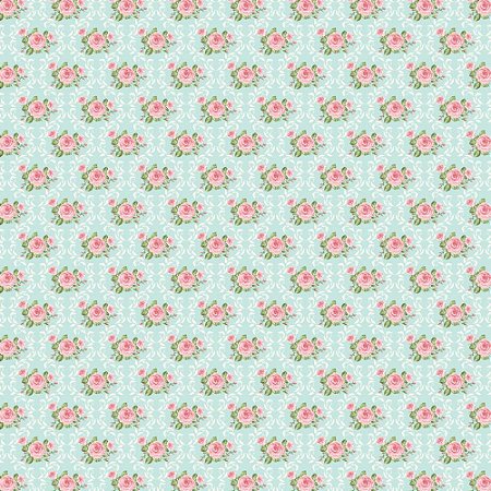 Tecido Tricoline Rosinhas Moldura Damask - Fabricart - 50 x 150 cm