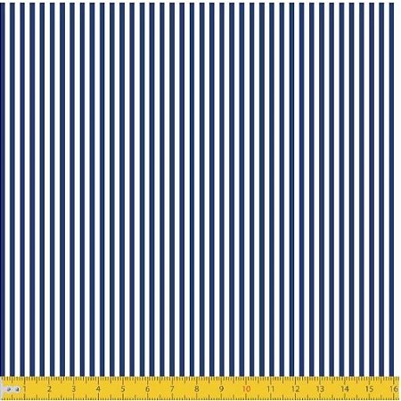 Tecido Tricoline Listrado Marinho 2 - Artesanalle - 50 x 150 cm