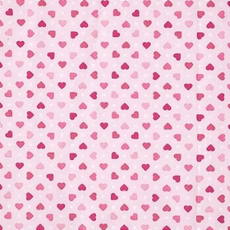 Tecido Tricoline Amor Fundo Rosa - Tecidos Dohler - 50 x 150 cm