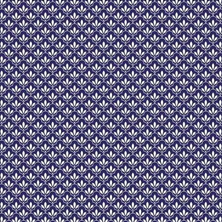 Tecido Tricoline Flor-de-Lis fundo Marinho - Peripan - 50 x 150 cm