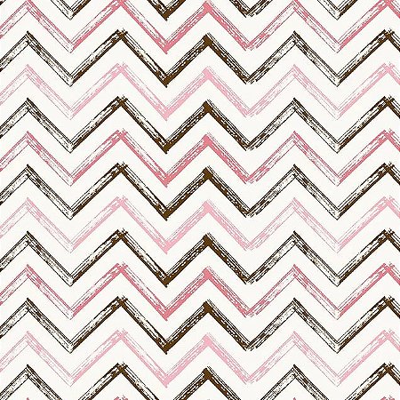 Tecido Tricoline Chevron Rosa e Marrom  - Fuxicos e Fricotes - 50 x 150 cm