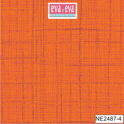 Tecido Tricoline Tramas Efeito Linho Laranja - Eva e Eva - 50 x 150 cm