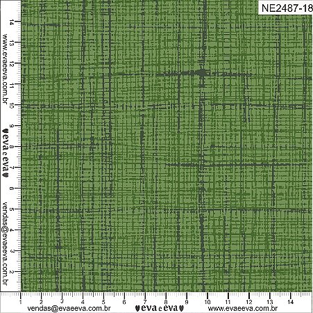 Tecido Tricoline Tramas Efeito Linho Verde Oliva - Eva e Eva - 50 x 150 cm