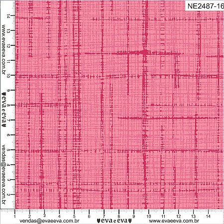 Tecido Tricoline Tramas Efeito Linho Rosa - Eva e Eva - 50 x 150 cm