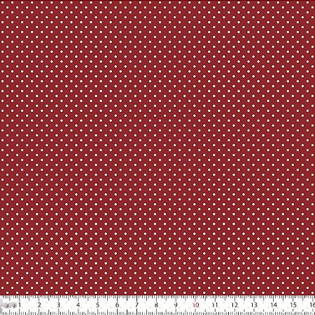 Tecido Tricoline Mini Poá Fundo Marsala (vermelho) - Peripan - 50 x 150 cm