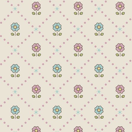 Tecido Tricoline Floralzinho Kawaii Rosa - Fabricart - 50 x 150 cm