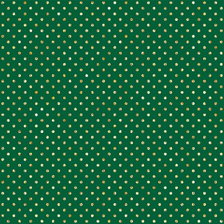 Tecido Tricoline Poá Dourado Fundo Verde - (Natal) - Peripan - 50 x 150 cm