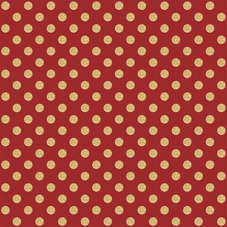 Tecido Tricoline Poá Bola Média Dourado Fundo Vermelho (5 mm)- (Natal) - Peripan - 50 x 150 cm