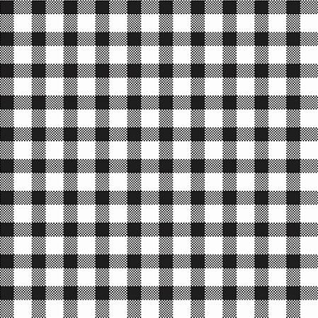 Tecido Estampado para Patchwork - Grid : Xadrez Preto com Fundo Branco  (0,50x1,40) - Tricochetando