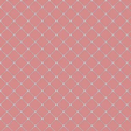 Tecido Tricoline Geométrico Treliçado Goiaba - Fuxicos e Fricotes - 50 x 150 cm