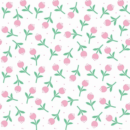 Tecido Tricoline Botões Rosa - Peripan - 50 x 150 cm