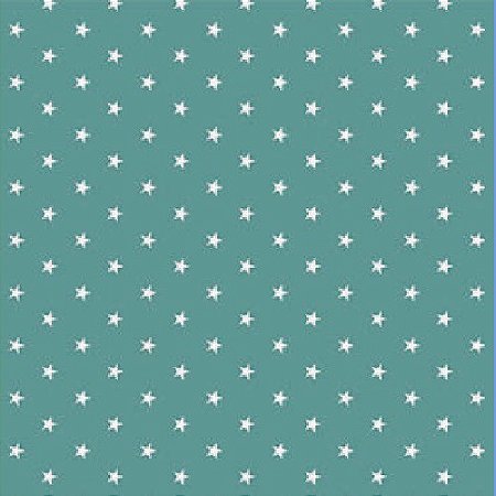 Tecido Tricoline Mini Estrelas fundo Verde Esmeralda - Ibirapuera - 50 x 150 cm