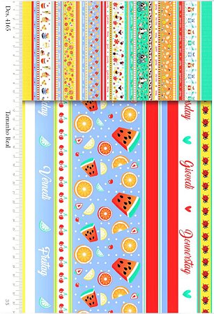 Tecido Tricoline Barrado Semaninha - Teksana - 50 x 150 cm