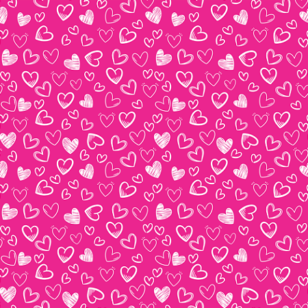 Tecido Tricoline Corações Rabisco Fundo Pink - Peripan - 50 x 150 cm