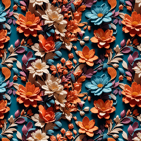 Tecido Tricoline Digital 3D Floral 2 - Coleção Dimensão - Peripan - 50 x 150 cm