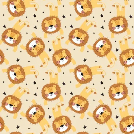 Tecido Tricoline Leãozinho e Estrelas (Leão) - Coleção Afetos - Peripan - 50 x 150 cm