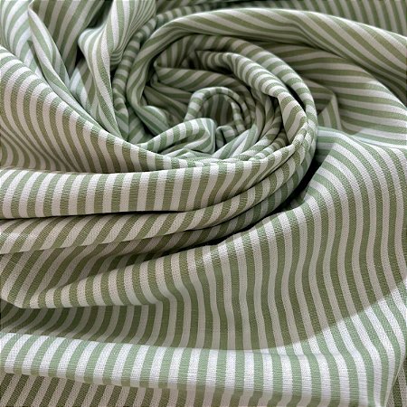 Tecido Tricoline - Listrado Fio Tinto Verde Malva (3 mm) - Tecidos Caldeira - 50 x 150 cm