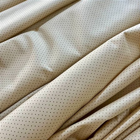 Tecido Tricoline Mini Poá Marrom Fundo Bege - Tecidos Caldeira - 50 x 150 cm